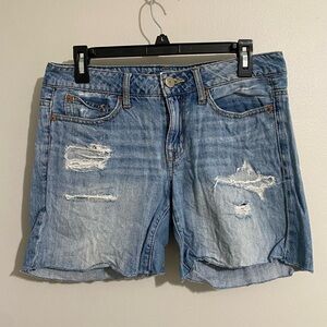 Distressed Blue Denim Shorts